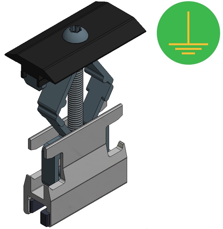ValkPitched Aluminium tussenklem ZWART  met vereffeningsplaatje