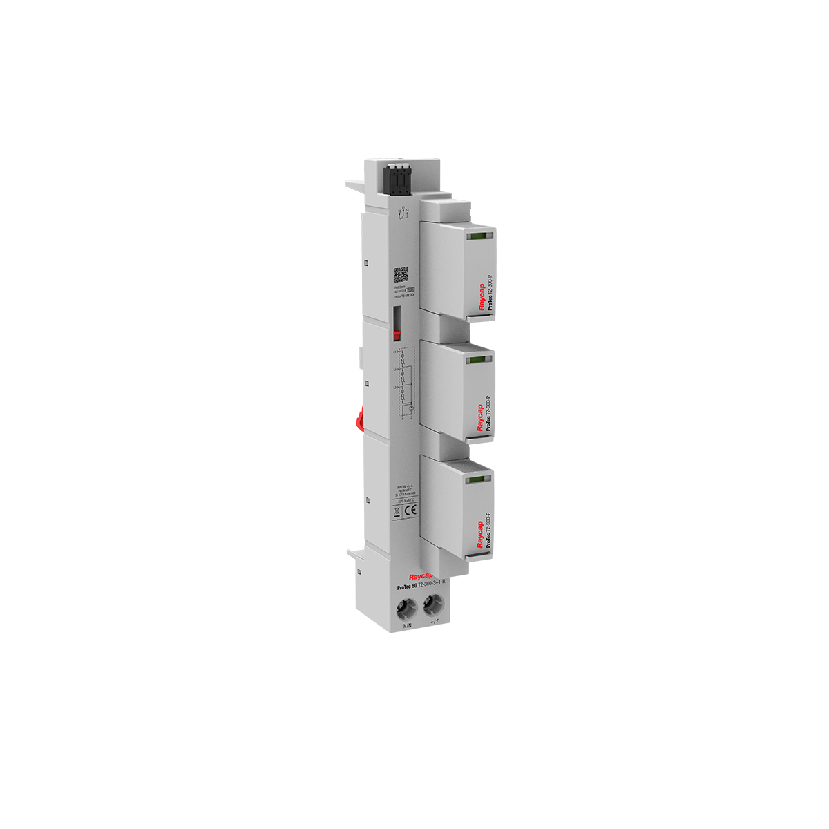 Raycap 60 mm rail type I+II - lekstroomvrij - ProTec 60 T1H-300-3+1-R